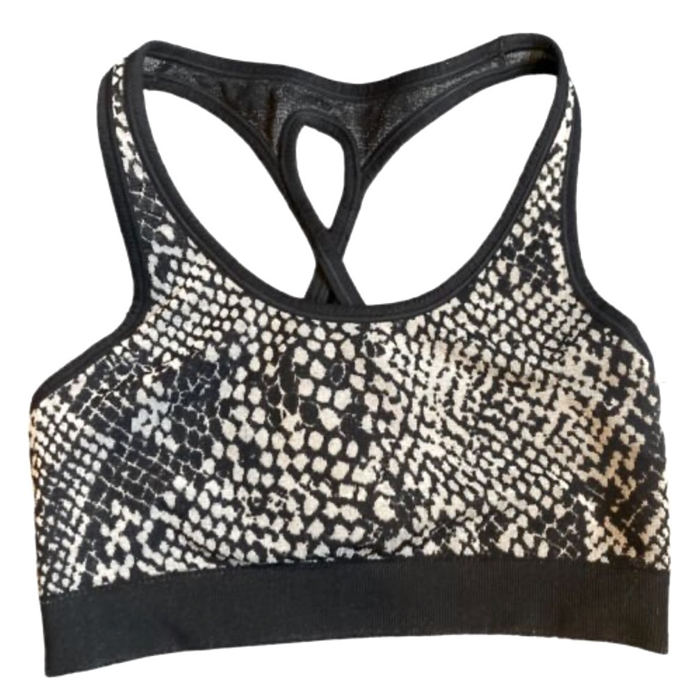 Nux athletic snakeskin shimmer hourglass cutout back bra